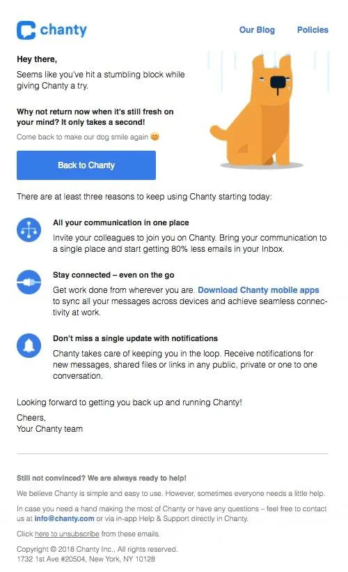 Chanty email marketing