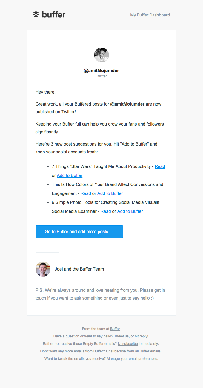  Buffer email marketing