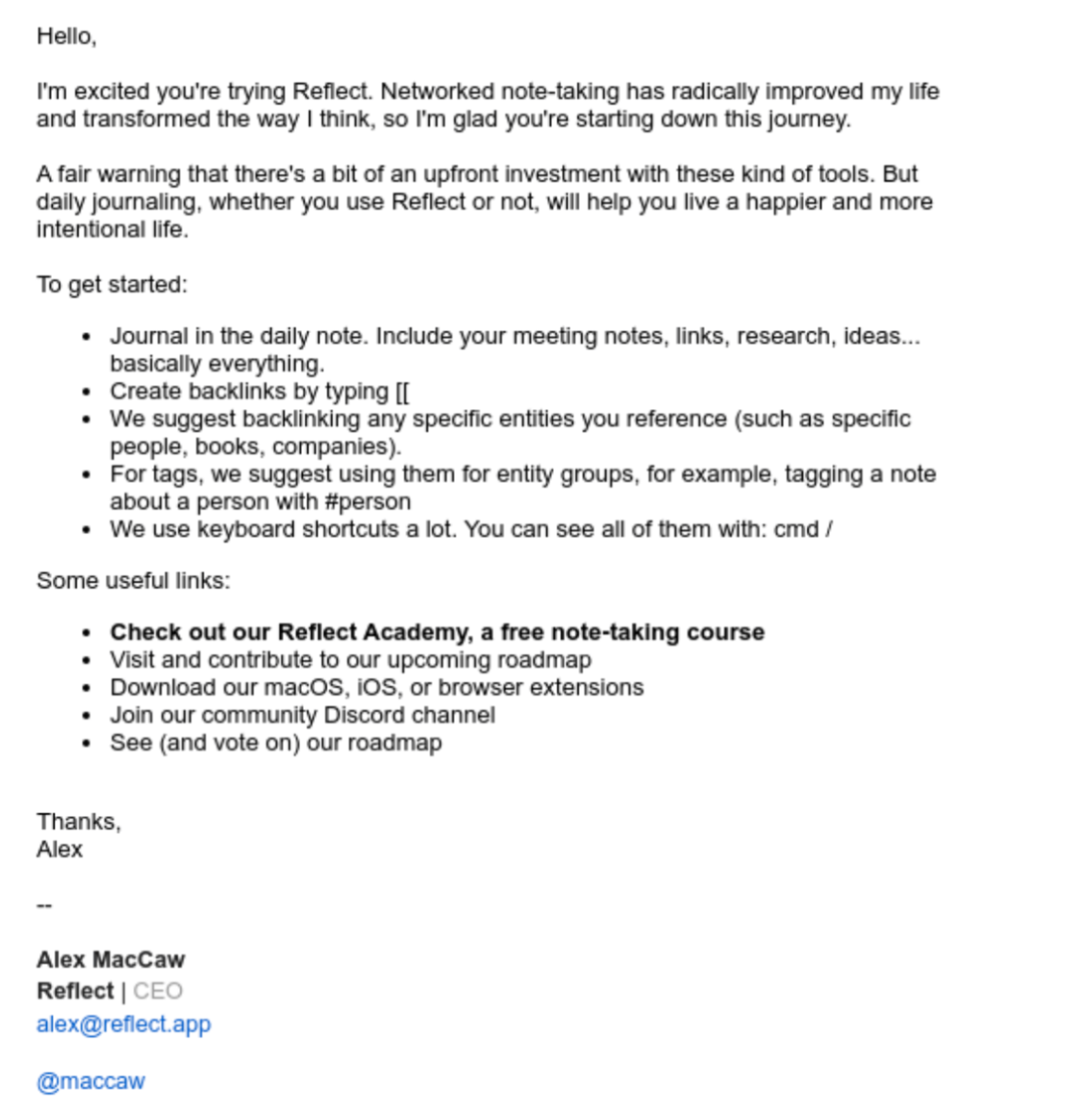 Reflect email marketing