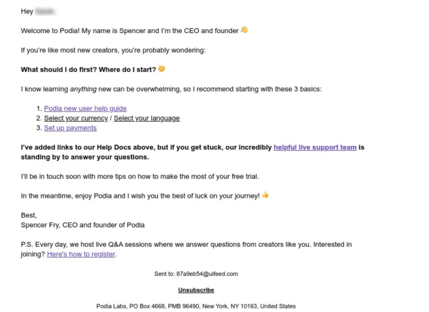 Podia email marketing