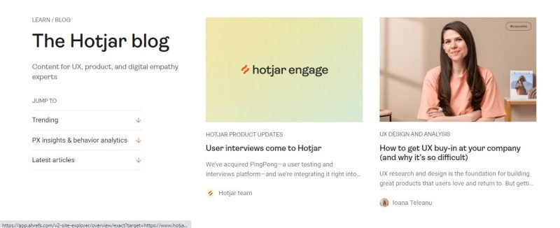 hotjar blog for saas marketers