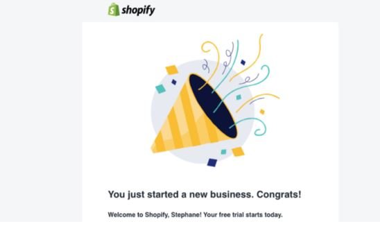 shopify welcome email example