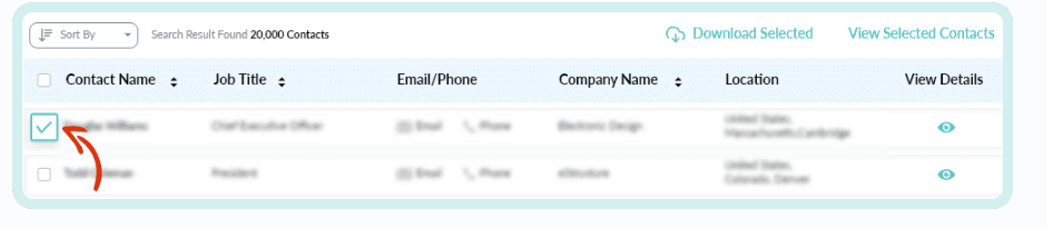 View Selected Contacts. 
