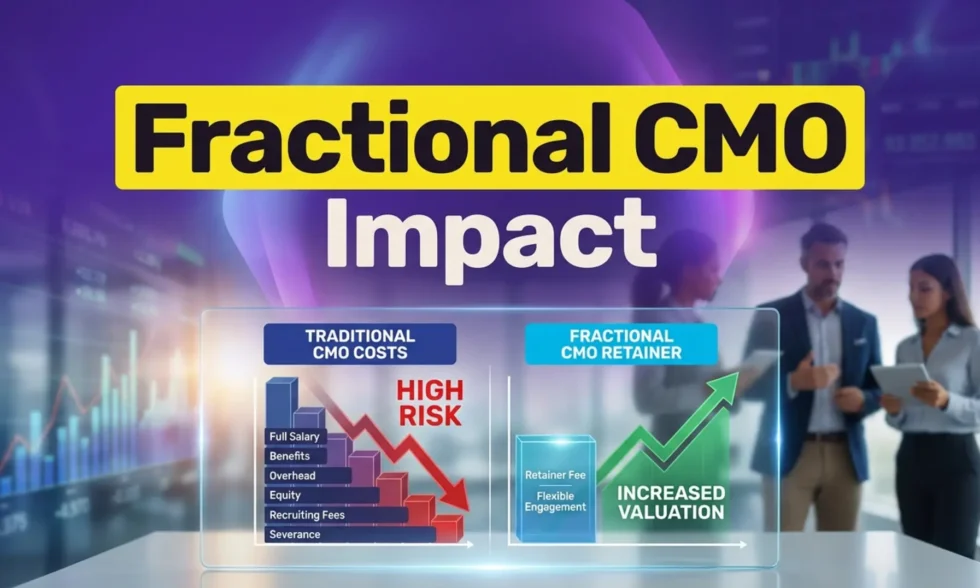 Fractional CMO cost efficiency boosting private equity exit value.